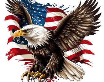 Vlag van de VS patriottische adelaar PNG transparante clipart Abstact Design, afdrukbare sublimatie, digitale Instant Download, Amerikaanse adelaar PNG-kunst