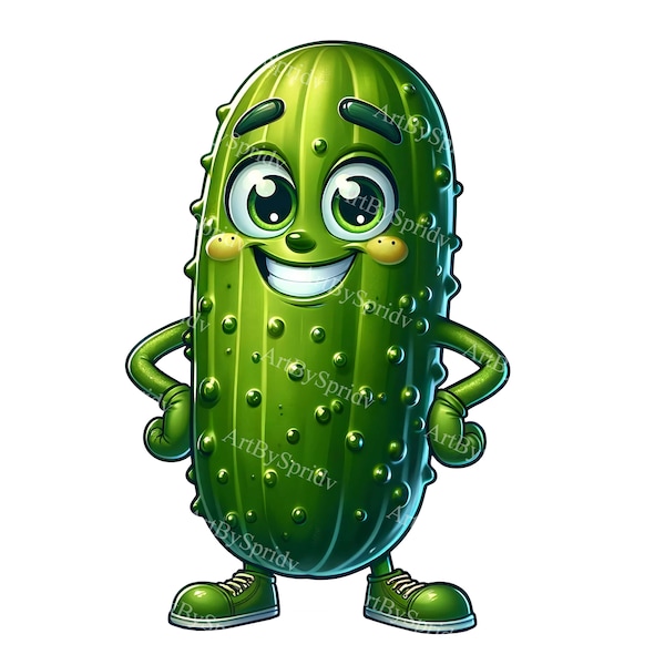 Cute Pickle Character Clipart | Digital Download | Printable Sublimation Graphics | Kid-friendly Designs | Craft Supplies | Unique Clip Art