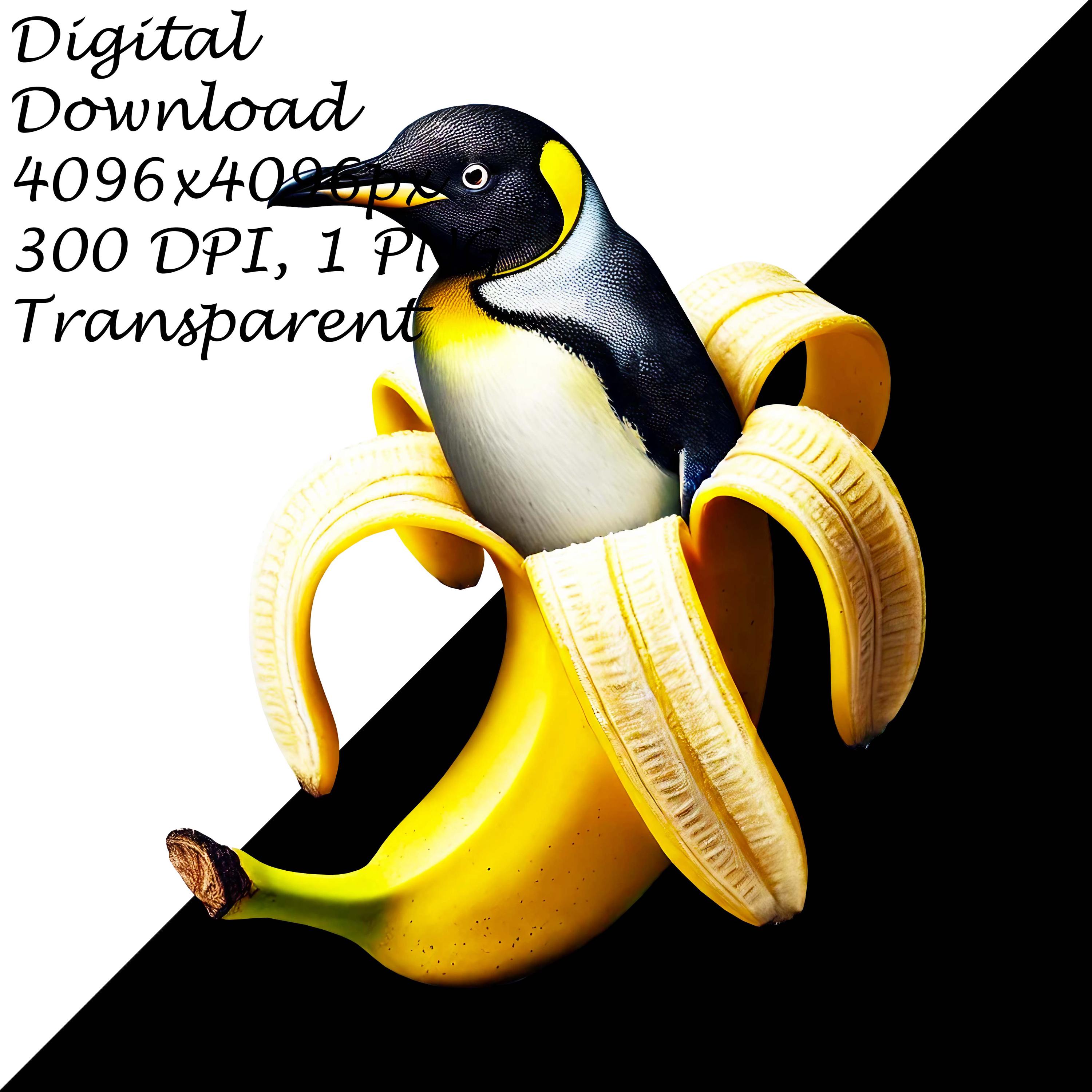 Funny Penguin Emerging From Banana Peel PNG Clipart, Unique Cute Animal ...
