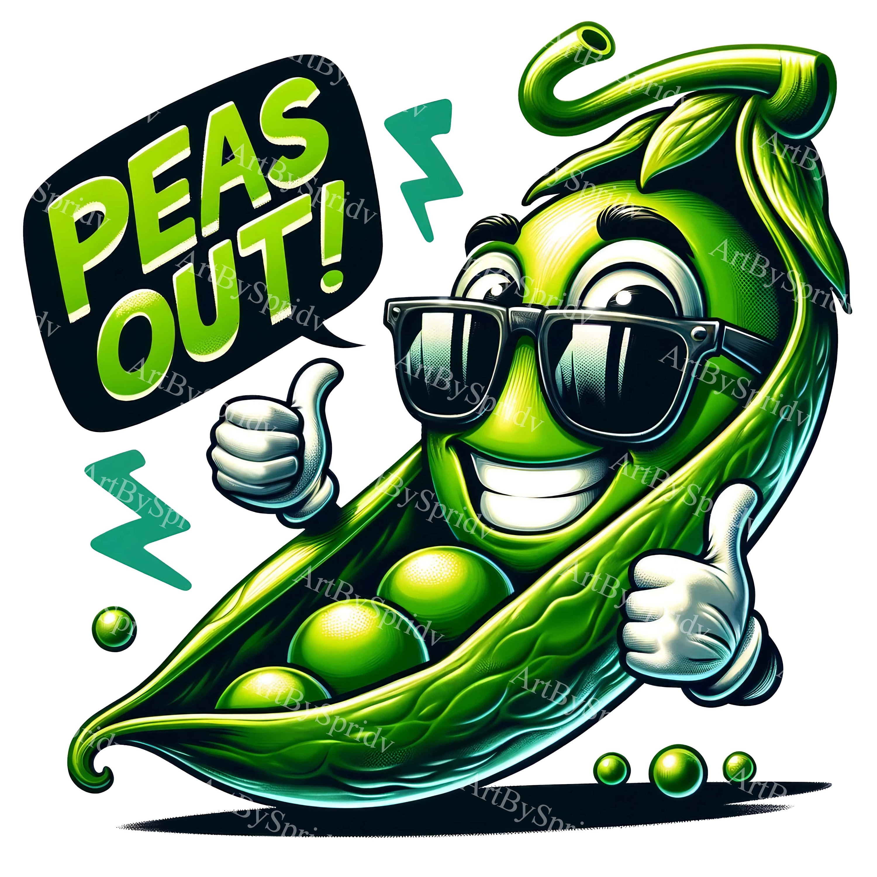Goodbye Podd Peas Out! Clipart - Cartoon Green Pea Pod Waving Goodbye - Digital PNG ...