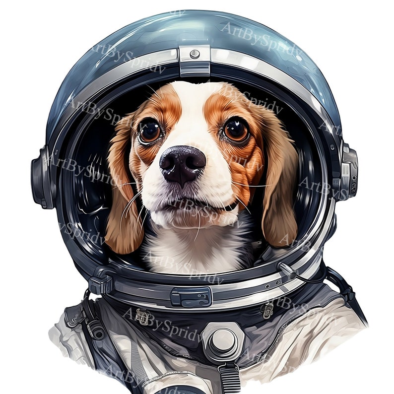 Realistic Space Dog PNG Clipart: Cute Beagle Puppy Astronaut in Space ...