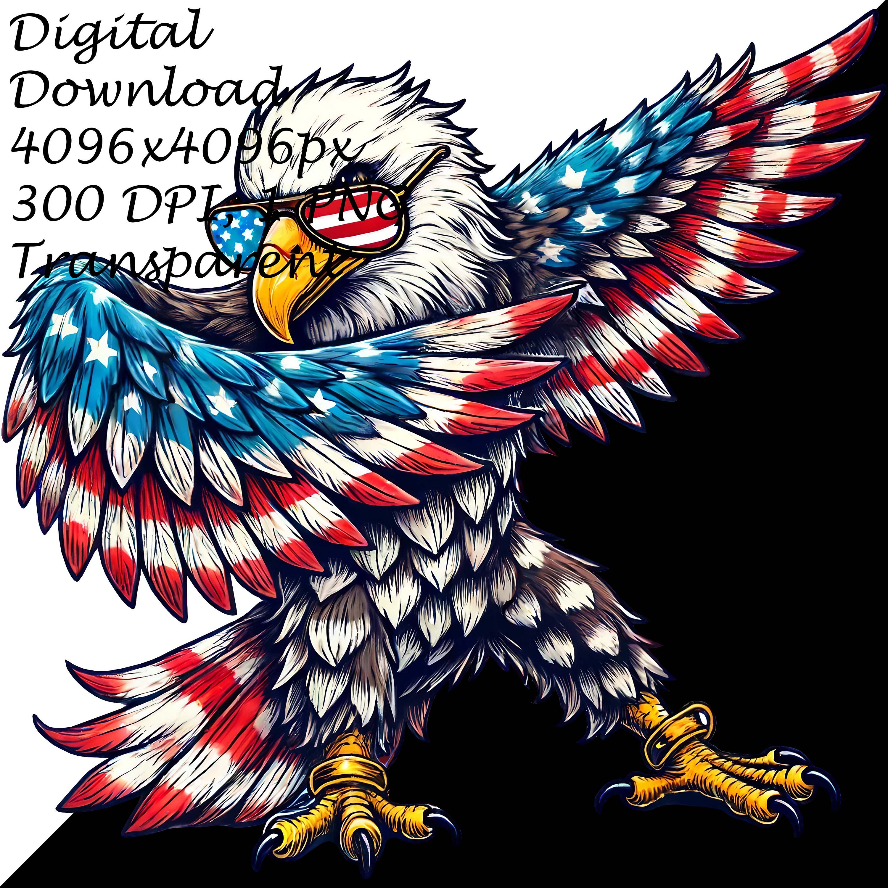 Patriotic Bald Eagle With American Flag Wings Download PNG Clipart-usa ...