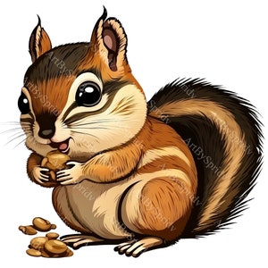 Schattige aardeekhoorn clipart, schattige notenetende dieren png, perfect voor sublimatie en printables, digitale download, DIY crafting, decor illustraties