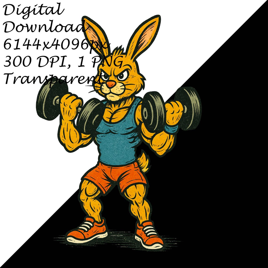 Strong Bunny Weightlifting PNG, Muscle Rabbit Clipart for Gym Shirts ...