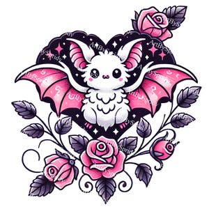 Cute Bat Clipart Transparent PNG | Gothic Kawaii Bat Illustration ...