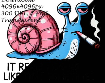 Quirky Snail With Pink Shell Smoking Download PNG Clipart,funny Cartoon  Illustration,whimsical Clip Art for T-shirt Sublimation,scrapbooking