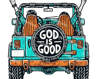 God is Good Car PNG Clipart-Inspirational Christian Art,Printable Download,Faith-Based Illustration,Religious Vehicle,Motivational Quote