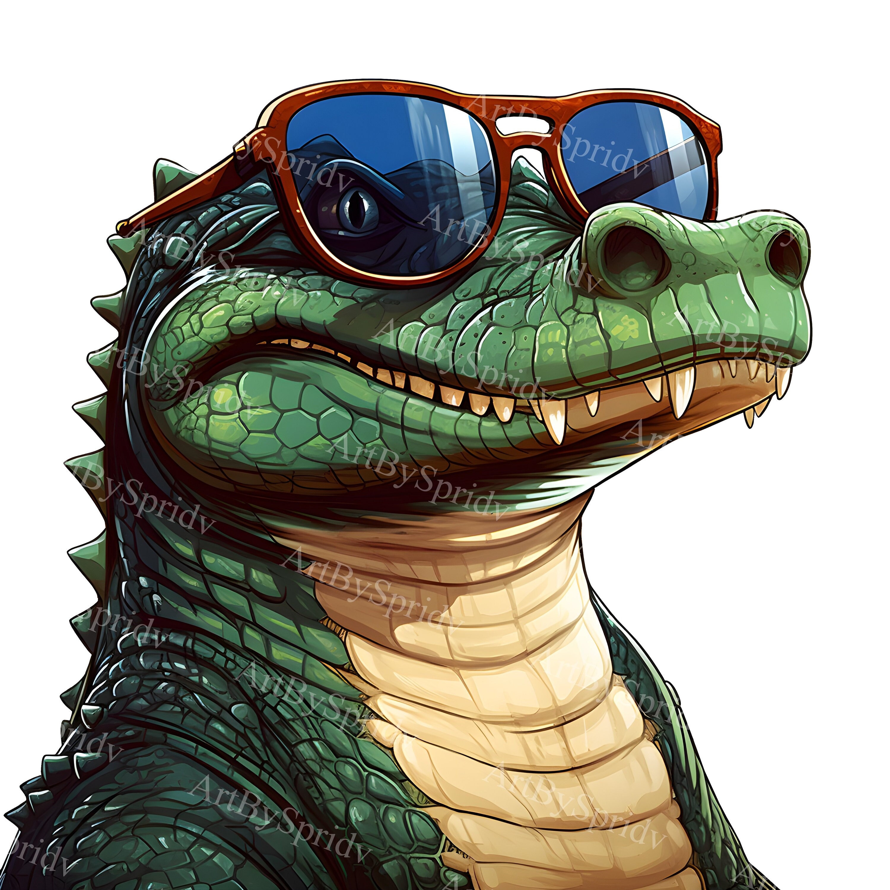 Buy Alligator With Sunglasses Transparent PNG Animal Clipart,adult/kids  Print Design, Printable T-shirt Sublimation,commercial, Cartoon Clip Art  Online in India 