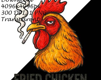 chicken with a cigarette Fried Chicken Rooster PNG - Funny Smoking Chicken Clipart, Sarcastic Farm  Animal Graphic, Transparent PNG for Cricut, Sublimation, Stickers