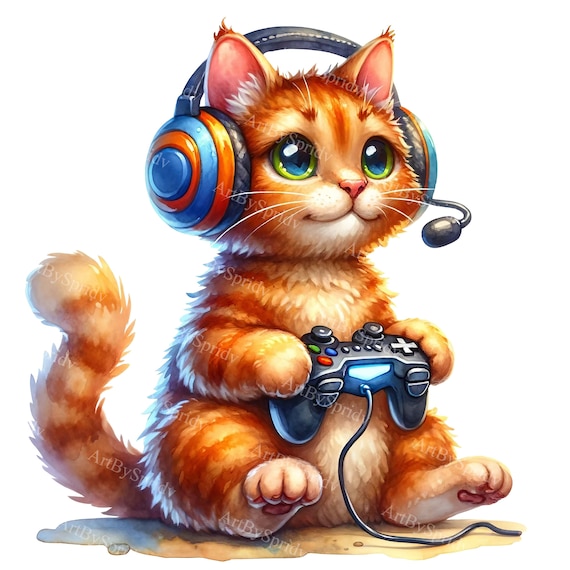 Gamer Cat T-Shirt Cute Ginger Cat Gaming Shirt Gamer Cat T-Shirt Cute Ginger Cat Gaming Shirt
