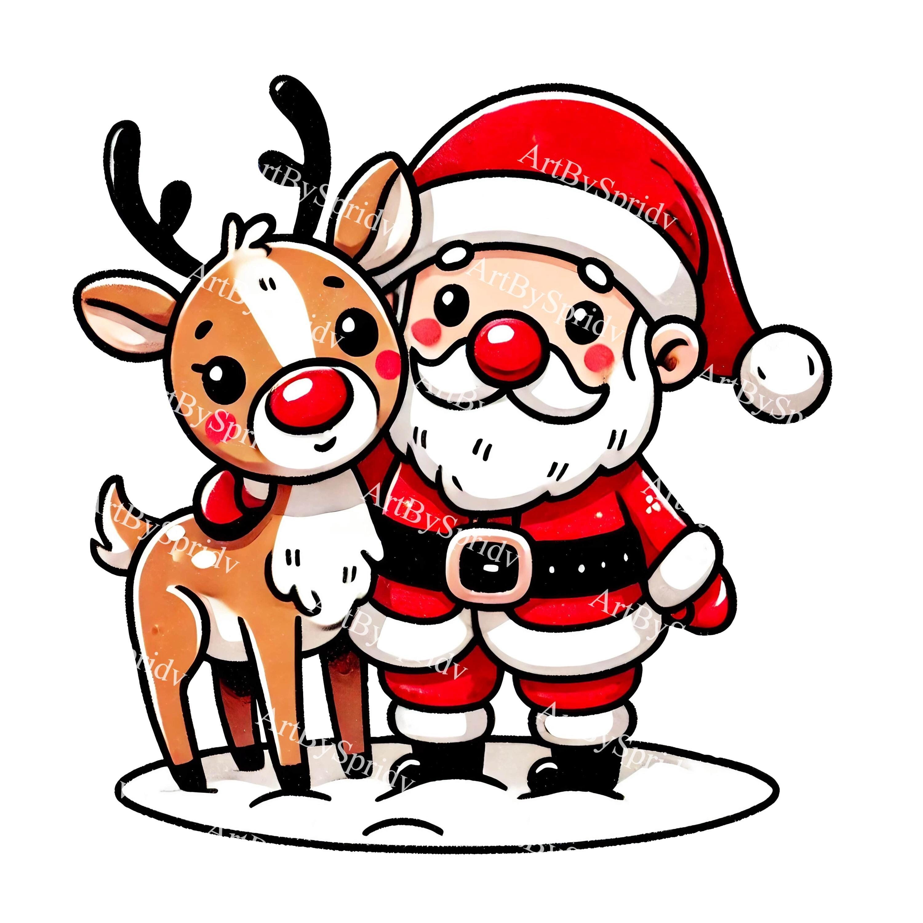 Santa Claus & Reindeer PNG Clipart-cute Christmas Transparent Clip Art ...