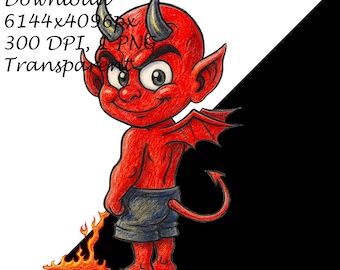 かわいい赤い悪魔のクリップアートPNG、小さな漫画の悪魔の男の子の