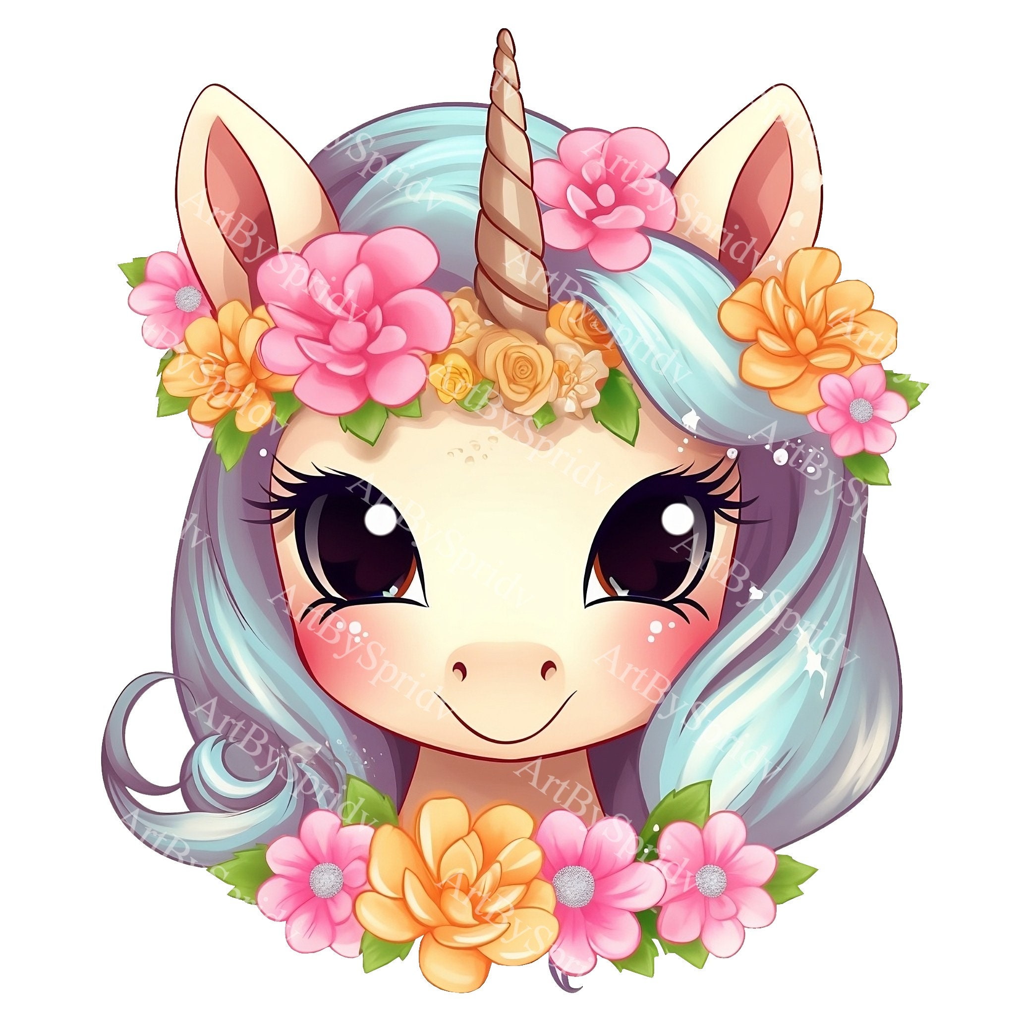 Clip Art Unicornio Bebe Png Adorable Baby Unicorn Clipart With Flower Crown  Perfect for, image size:2048x2048