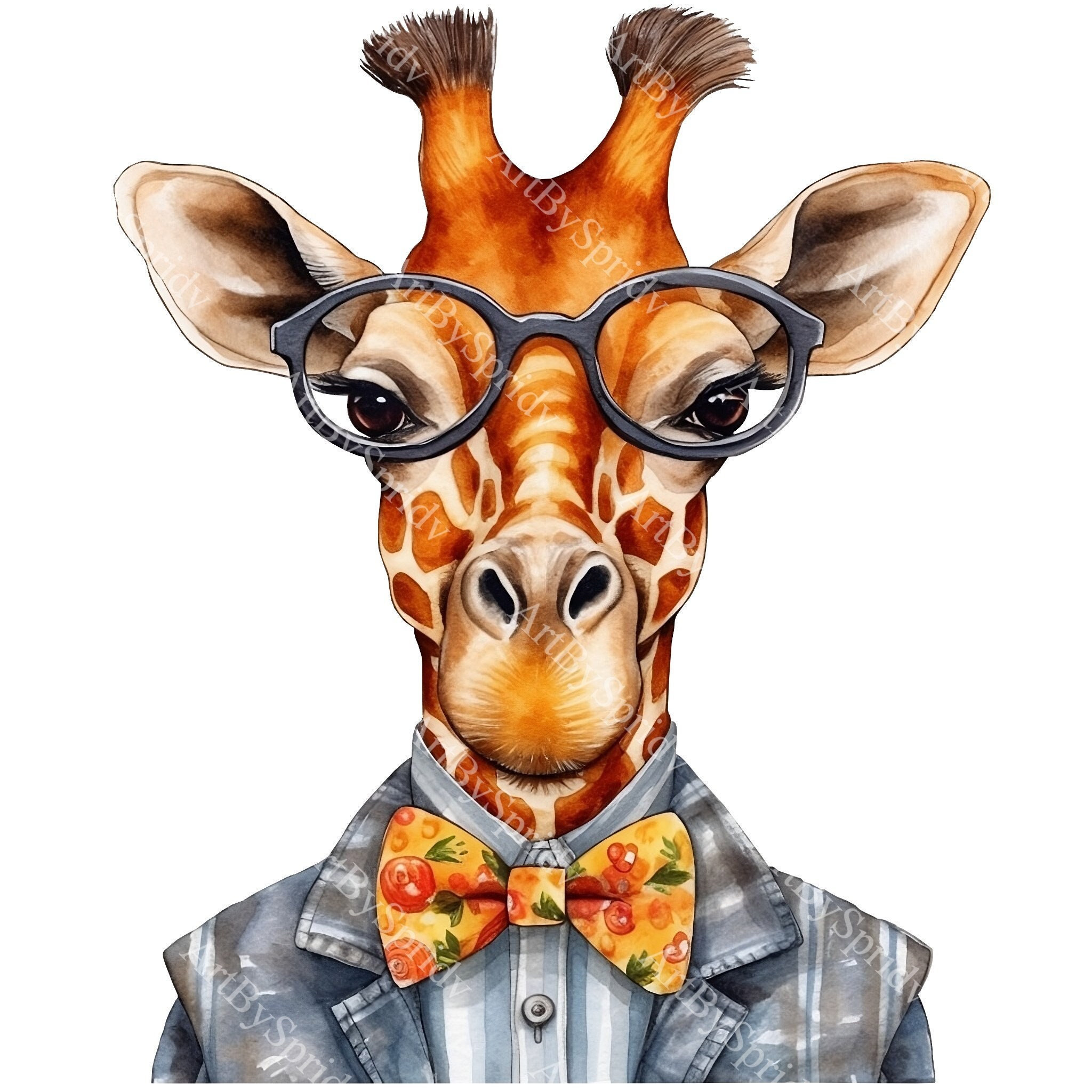 giraffe with bow tie