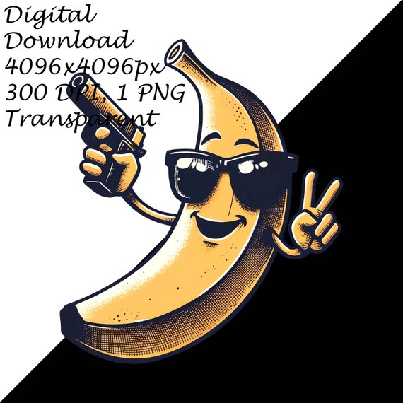 Cool Banana With Sunglasses & Gun Download PNG Clipart, Funny