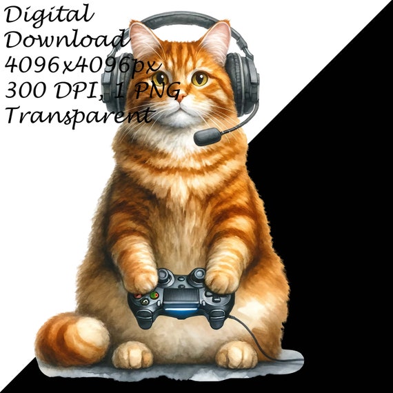 Gamer Cat T-Shirt Cute Ginger Cat Gaming Shirt Gamer Cat T-Shirt Cute Ginger Cat Gaming Shirt