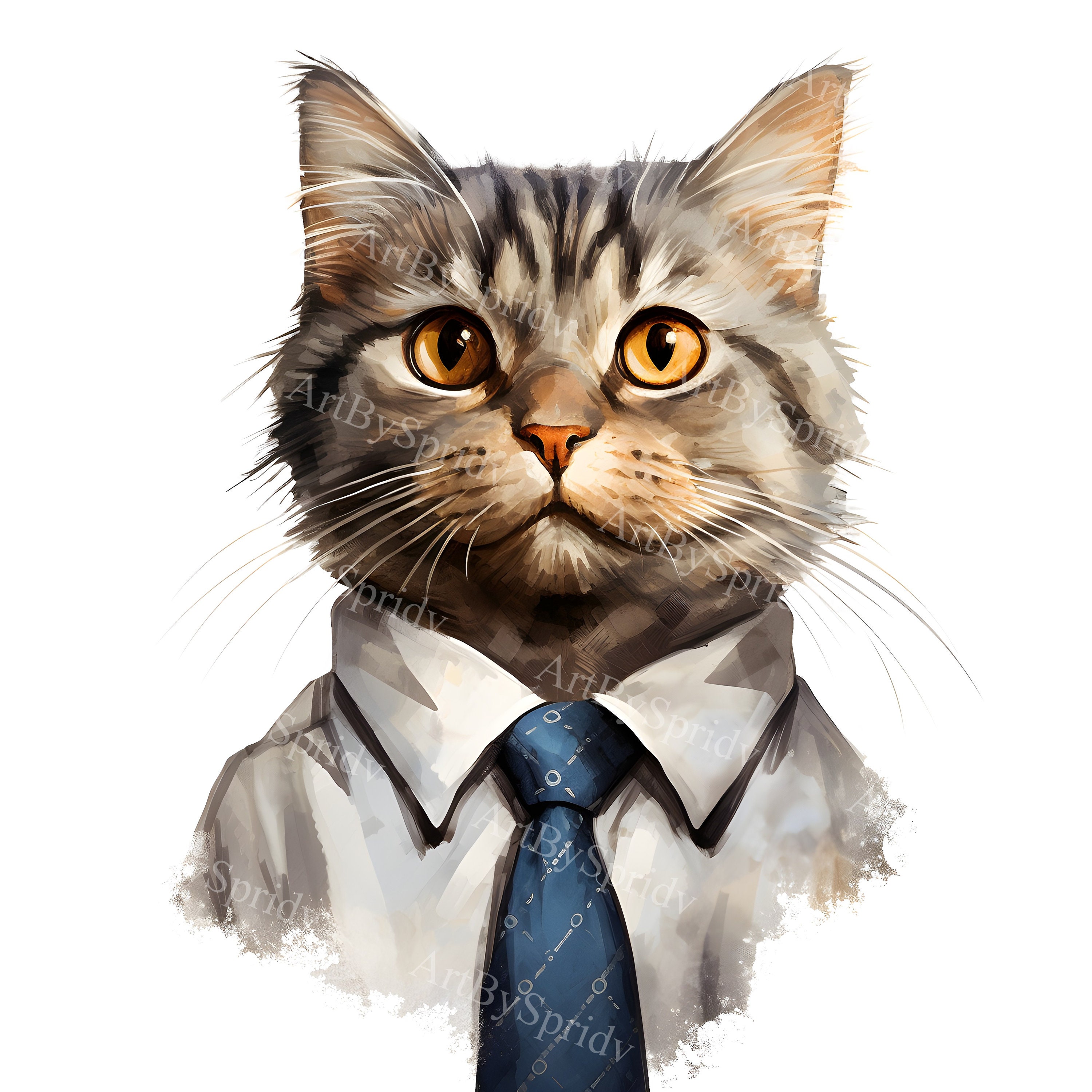 Funny Cat in Business Suit PNG Clipart, Kitten in Tie & Shirt, Cute Cat ...