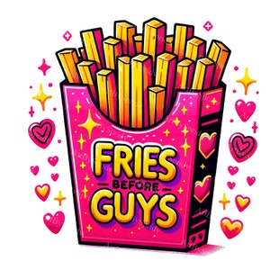 French Fries Clipart PNG - Cartoon Fries Before Guys Design for DTG, T-Shirts, Mugs, Tumblers, Sublimation&Scrapbooking-Vibrant Digital Art