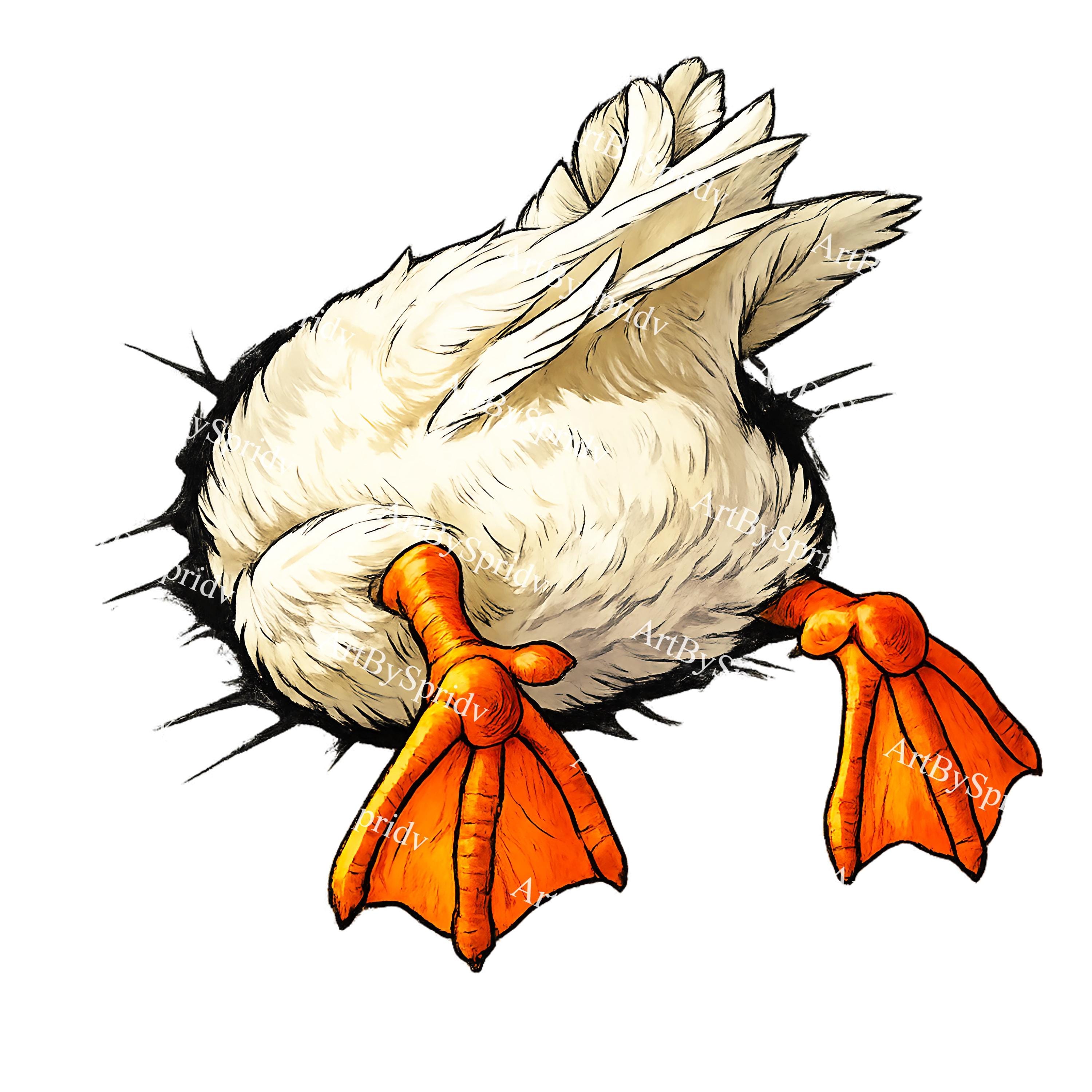 Funny Duck Butt PNG, Duck Stuck in Wall Clipart, Whimsical Bird ...
