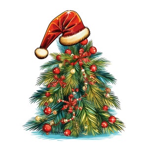 Christmas Palm Tree With A Santa Claus Hat Transparent PNG Clipart,Kids/Adults Cartoon Design,Printable Sublimation,Commercial,Xmas Clip Art