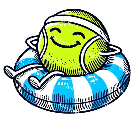 Tennis Ball Summer Clipart, Smiling Tennis Ball Floating, Transparent PNG  Illustration, Pool Float Sports Clip Art, Cute Digital Download