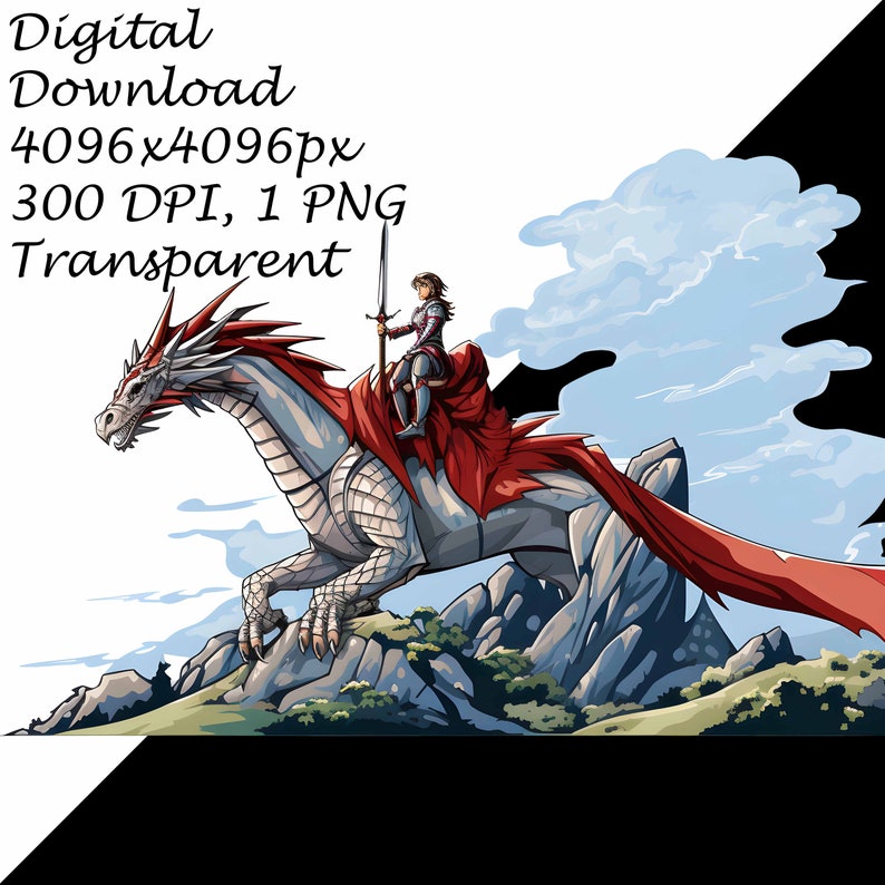 Buy Medieval Knight With Sword Riding Dragon Transparent PNG Clipart ...