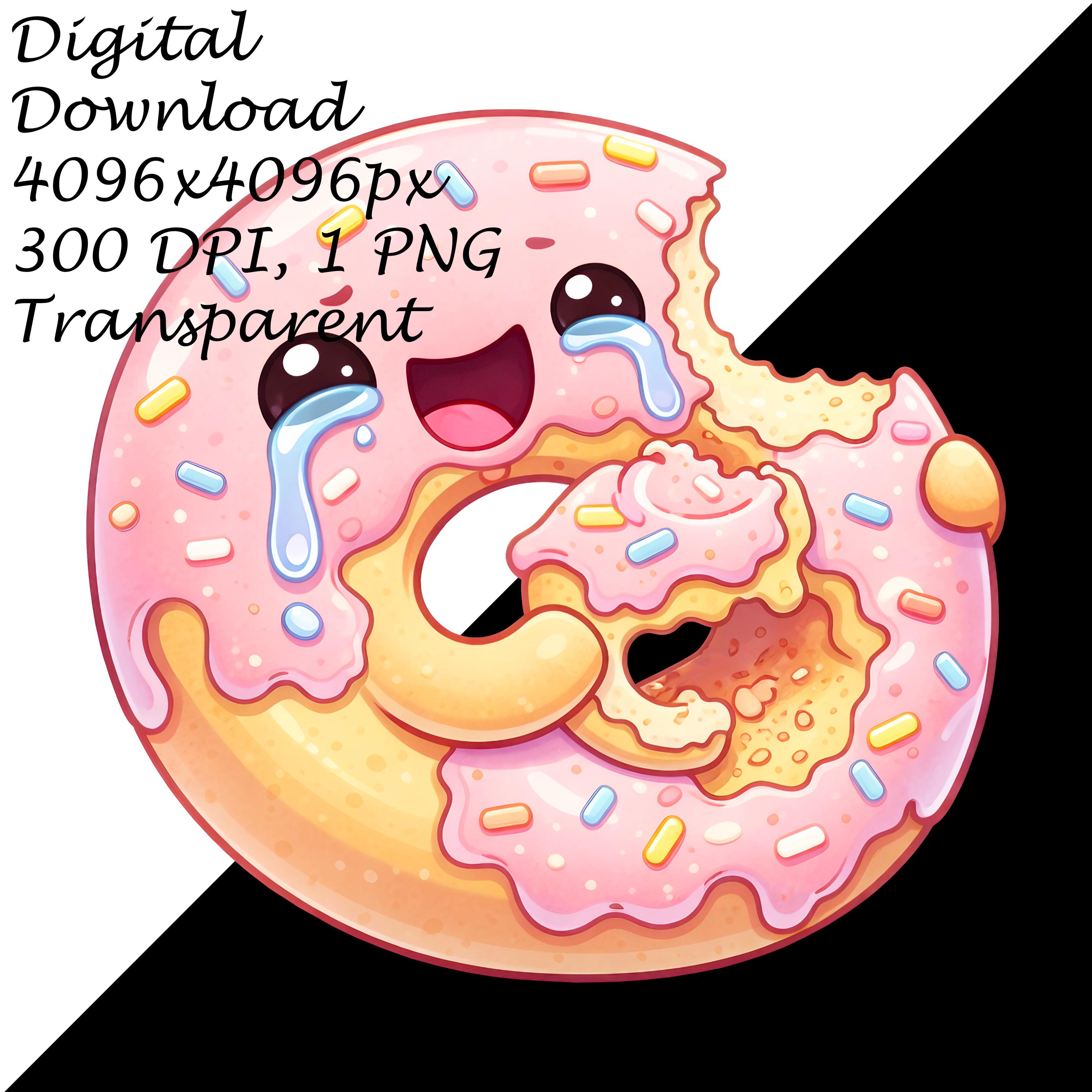 Crying Kawaii Donut PNG Clipart, Sad Cute Doughnut With Bite ...
