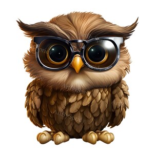 Owl With Wide Eyes Wearing Glasses Transparent Clipart Cute Sublimation ...