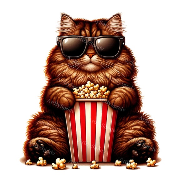 Chat mignon avec des lunettes de soleil et des cliparts de boîte