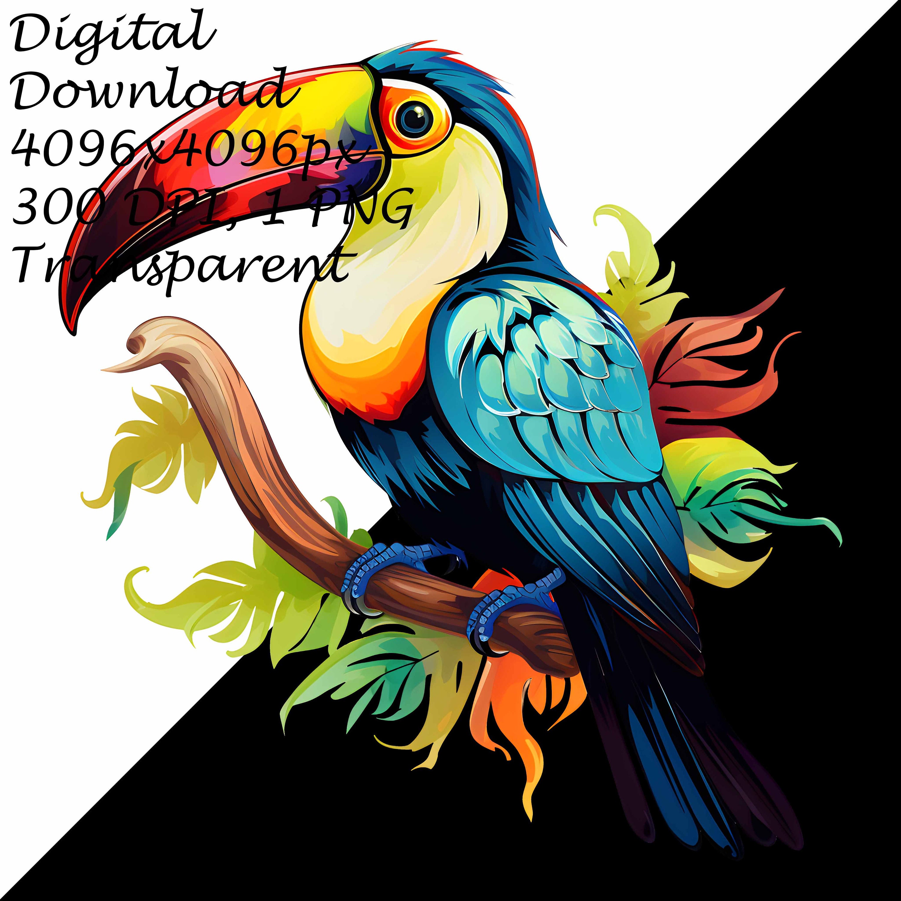Vibrant Toucan Clipart PNG | Tropical Bird Digital Download | Exotic ...