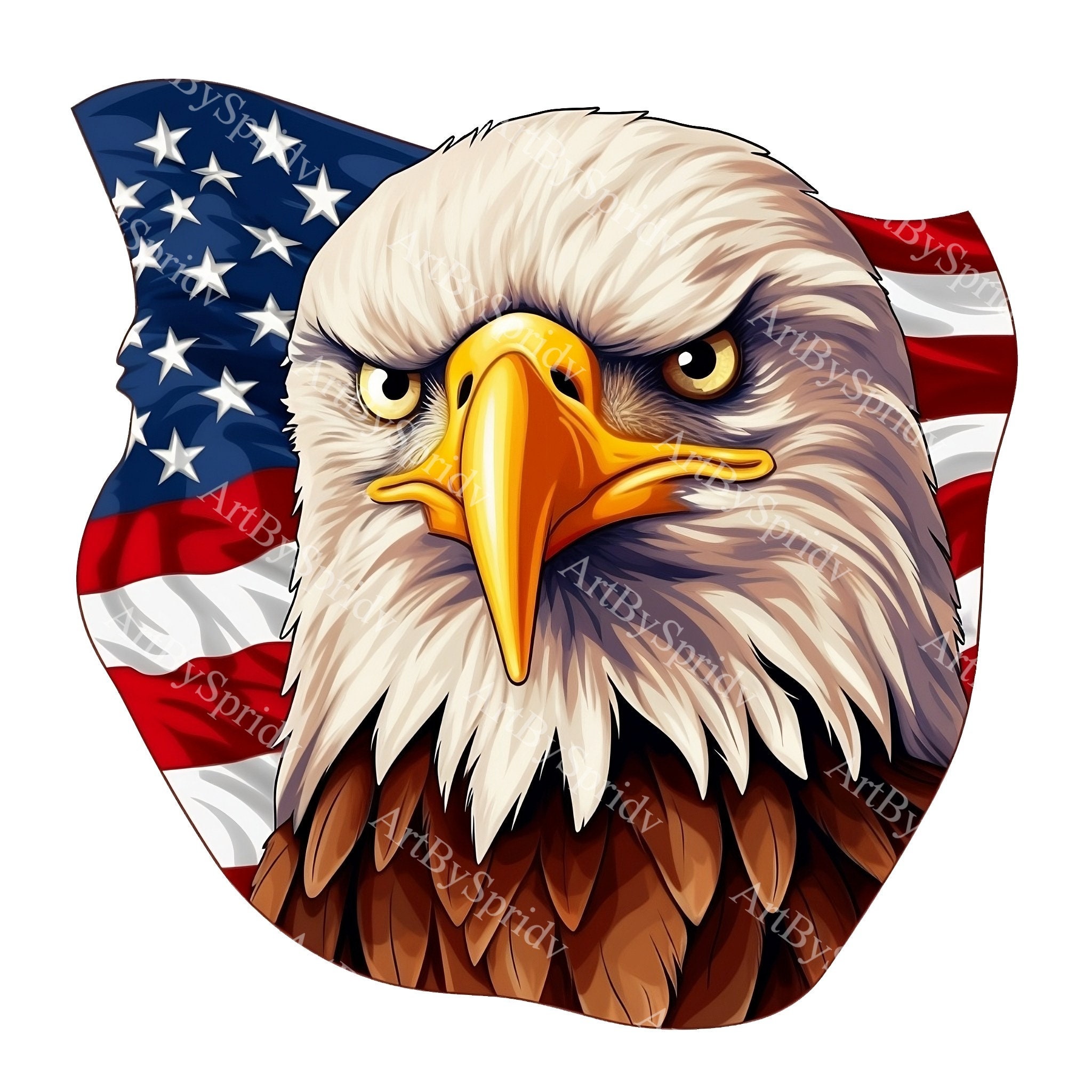アメリカ国旗を掲げた愛国的なアメリカンイーグルの PNG クリップ