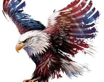 USA Patriotic Eagle Flag PNG Transparent Clipart Abstact Design,Printable Sublimation,Digital Instant Download,United States Eagle PNG Art