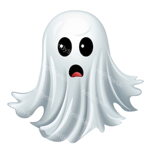 Cute Halloween Ghost Clipart | Spooky Cartoon Ghost PNG | Scared Ghost Illustration | Transparent Digital Clip Art File | Halloween Decor