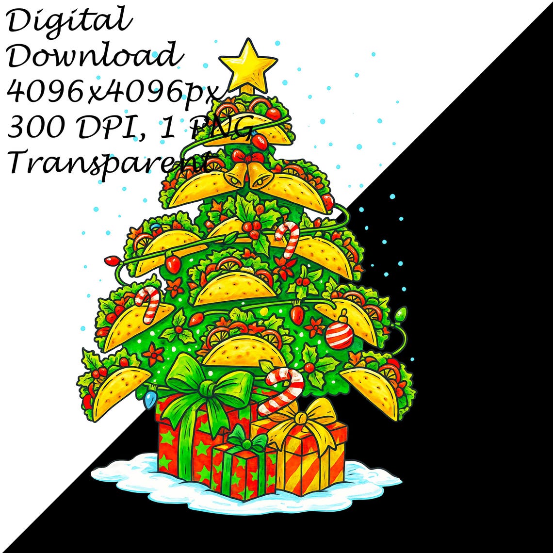 Taco Christmas Tree PNG Clipart - Funny Mexican Food Holiday ...