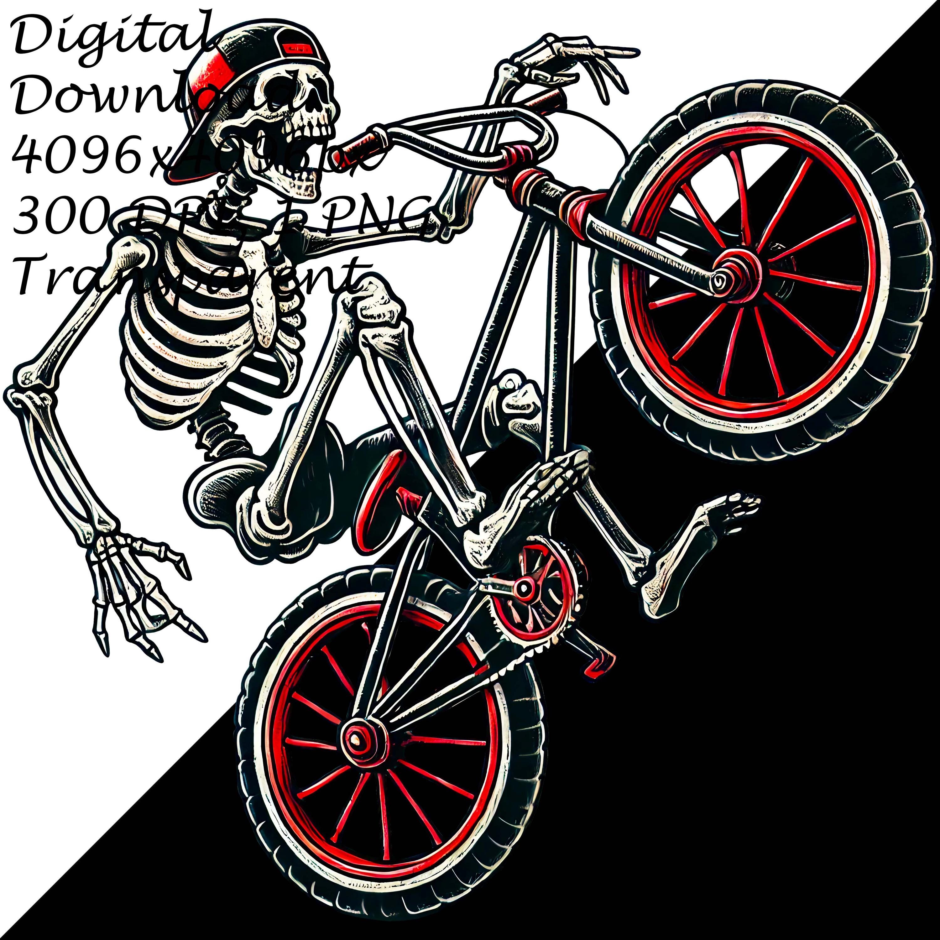 Skeleton Ride Decal Skeleton Riding Bicycle PNG Clipart, Skeleton Doing Wheelie, Cool ...