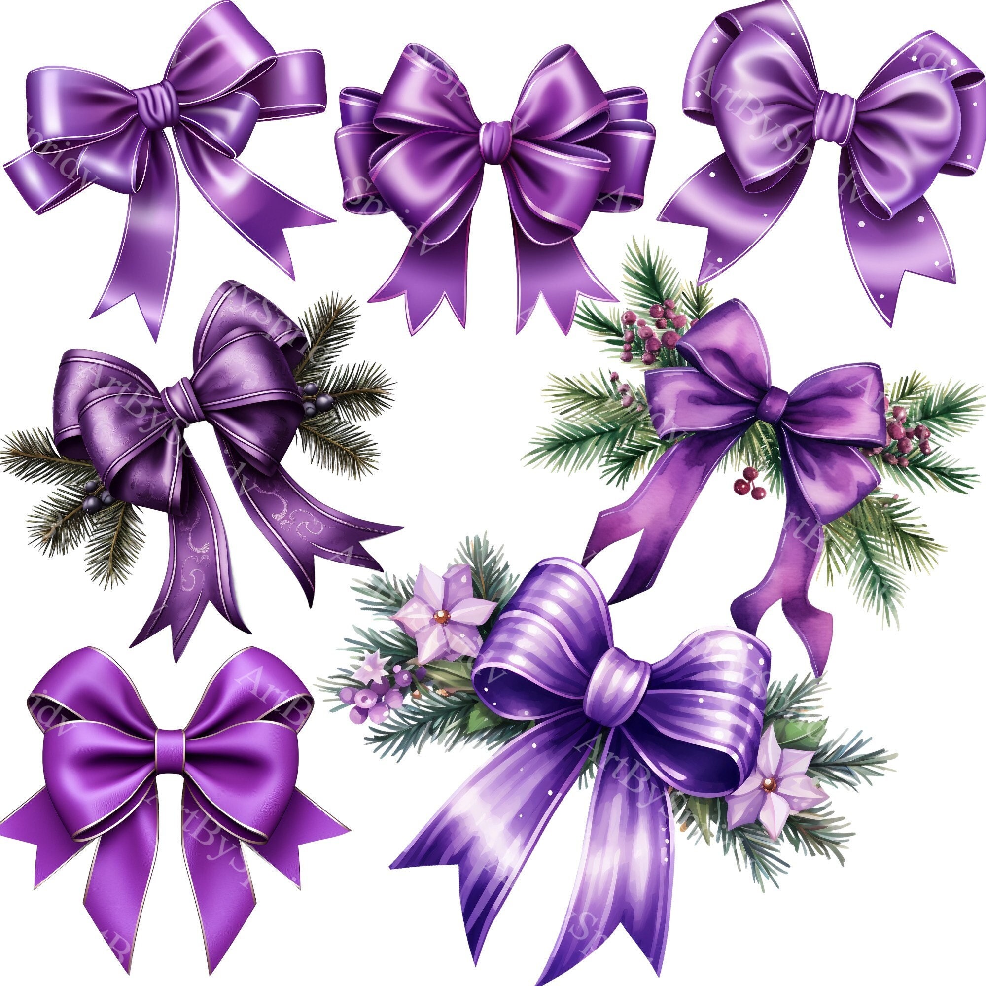 Charm Purple Christmas Clipart Bundle Graphic by bundle queen · Creative  Fabrica