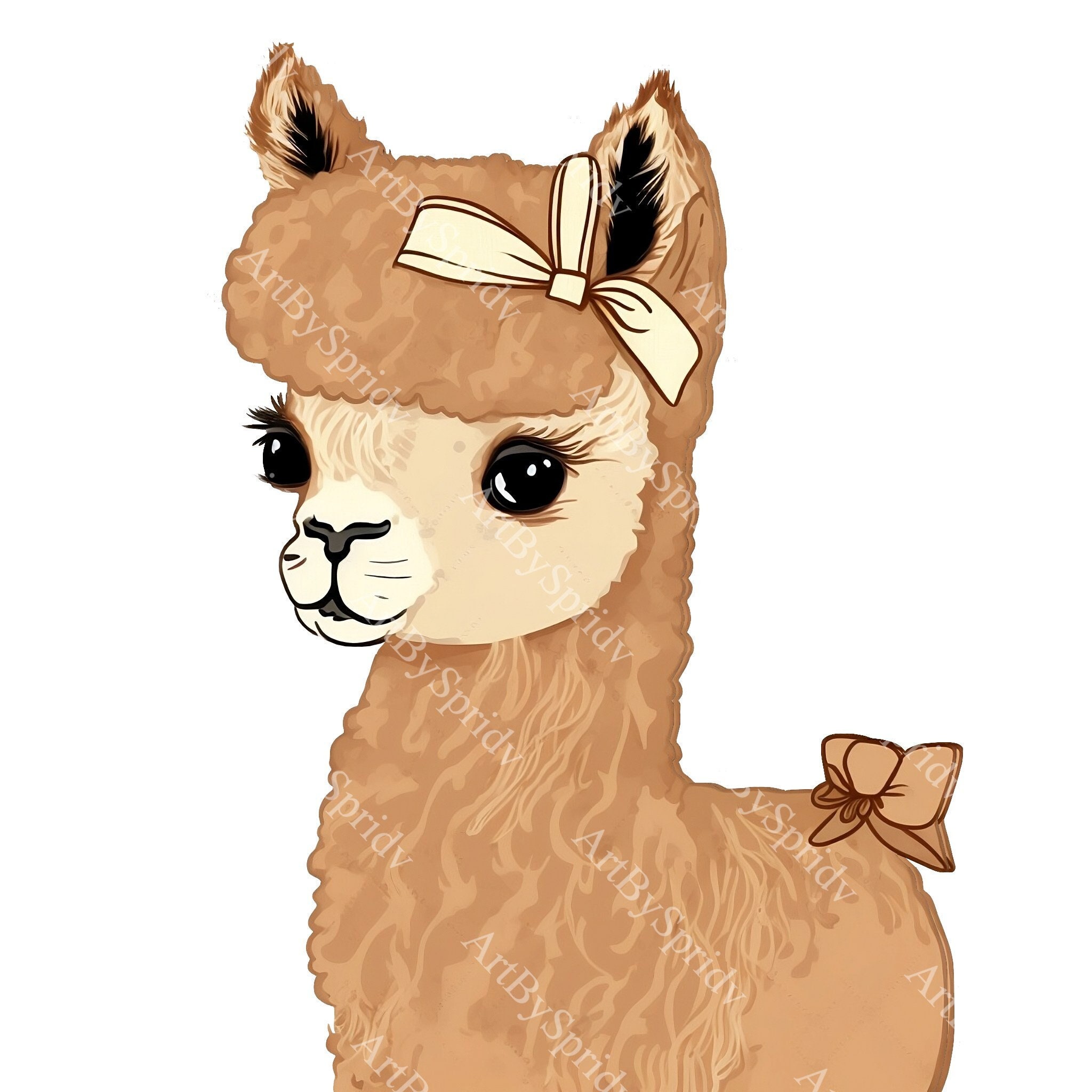 Baby Alpaca With Bow PNG Cliparttransparent Animal Print Kids pic
