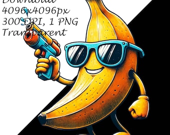 Cool Banana Cartoon PNG Clipart, Fun Summer Fruit Art, Banana With