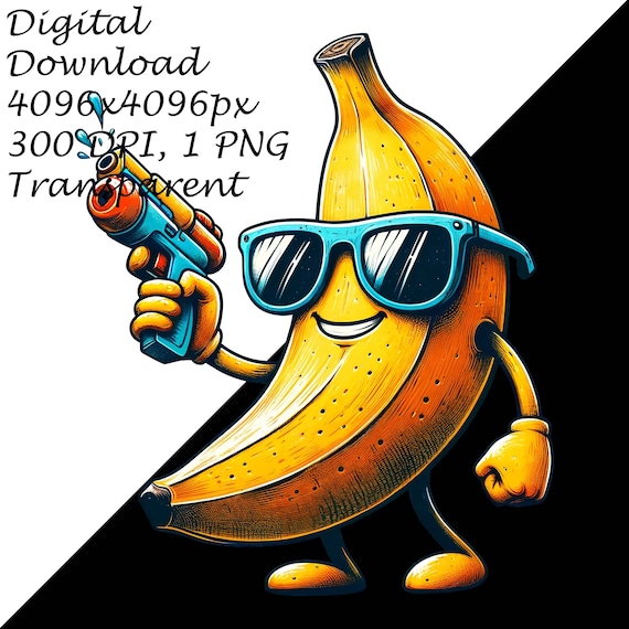 Cool Banana Cartoon PNG Clipart, Fun Summer Fruit Art, Banana With