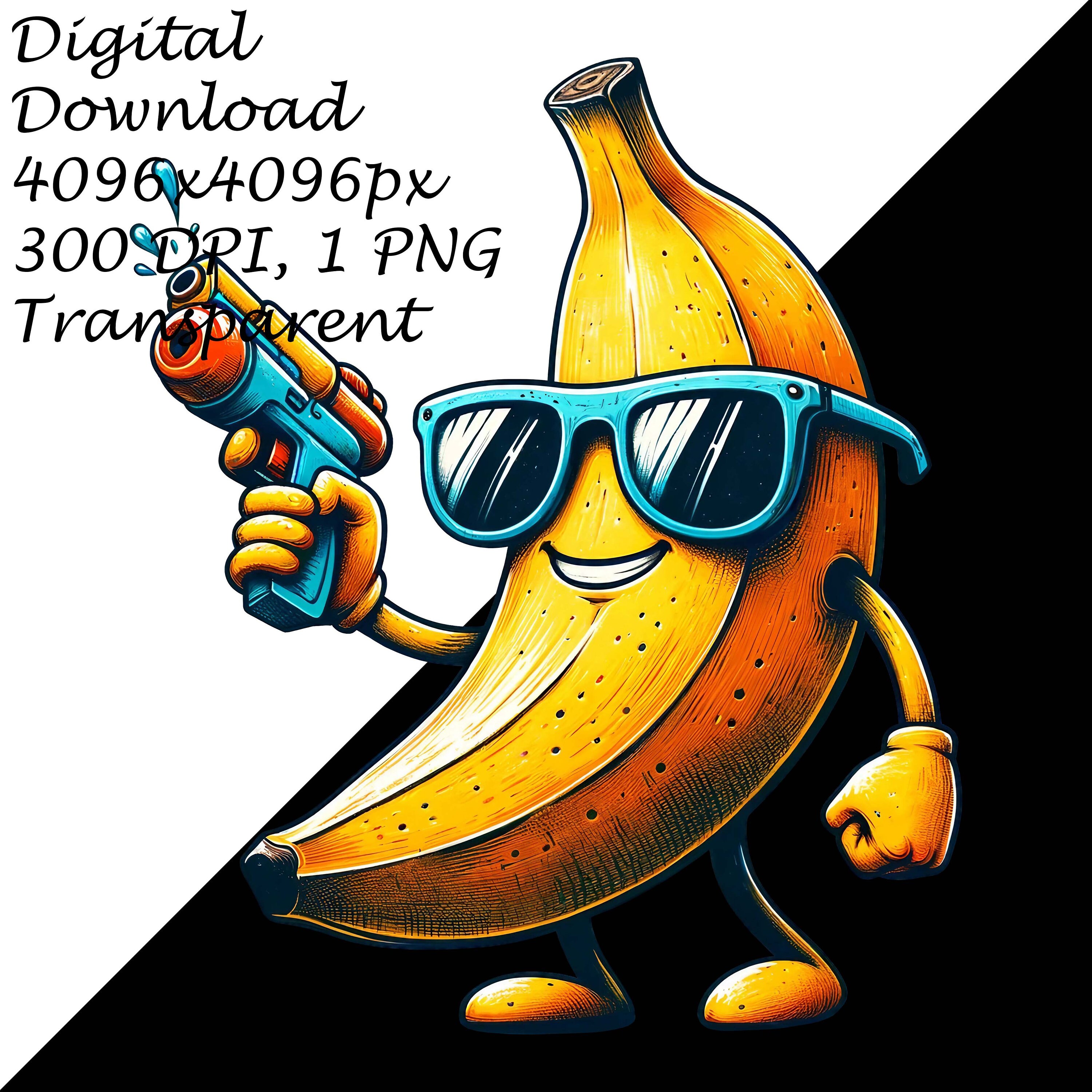 Cool Banana Cartoon PNG Clipart, Fun Summer Fruit Art, Banana With