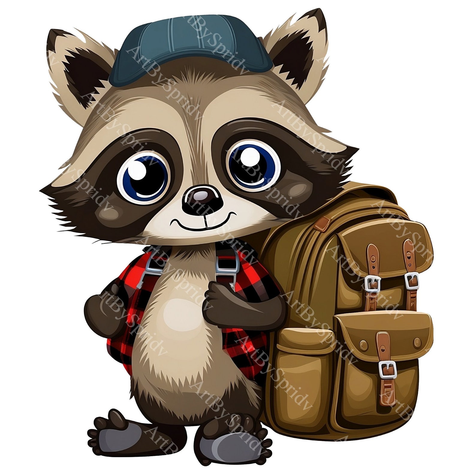 Cute Racoon Backpack Raccoon With A Backpack PNG Clipart, Transparent Animal Lover Print ...
