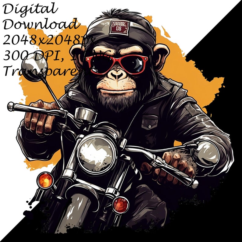 Cool Motorcycle-riding Monkey PNG Clipart, Biker Monkey Digital Clip ...