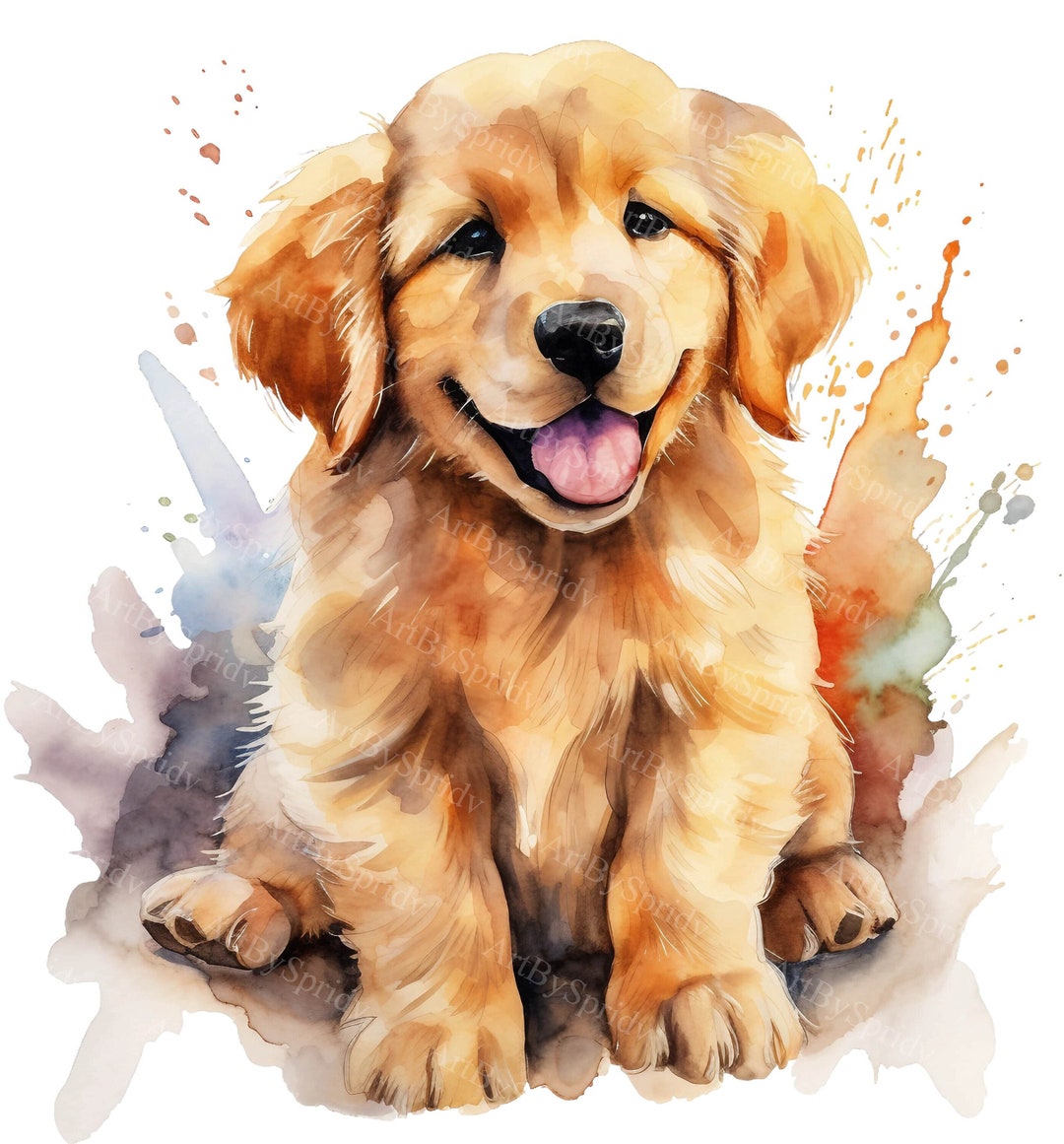 Golden Retriever The Happy Puppy Website Watercolor Fluffy Golden