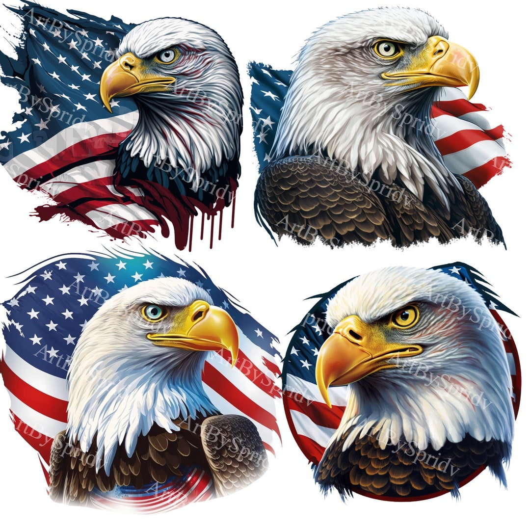 American Bald Eagle & Flag Clipart Patriotic Sublimation Designs, 4