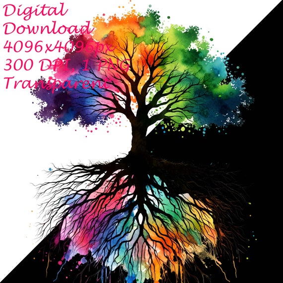 Colorful Tree With Roots
