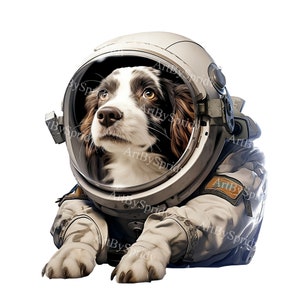 Astronaut Dog Clipart Transparent PNG | Space Explorer Pet Art | Realistic Animal in Spacesuit Illustration | Cosmic Digital Graphic, Sci-Fi