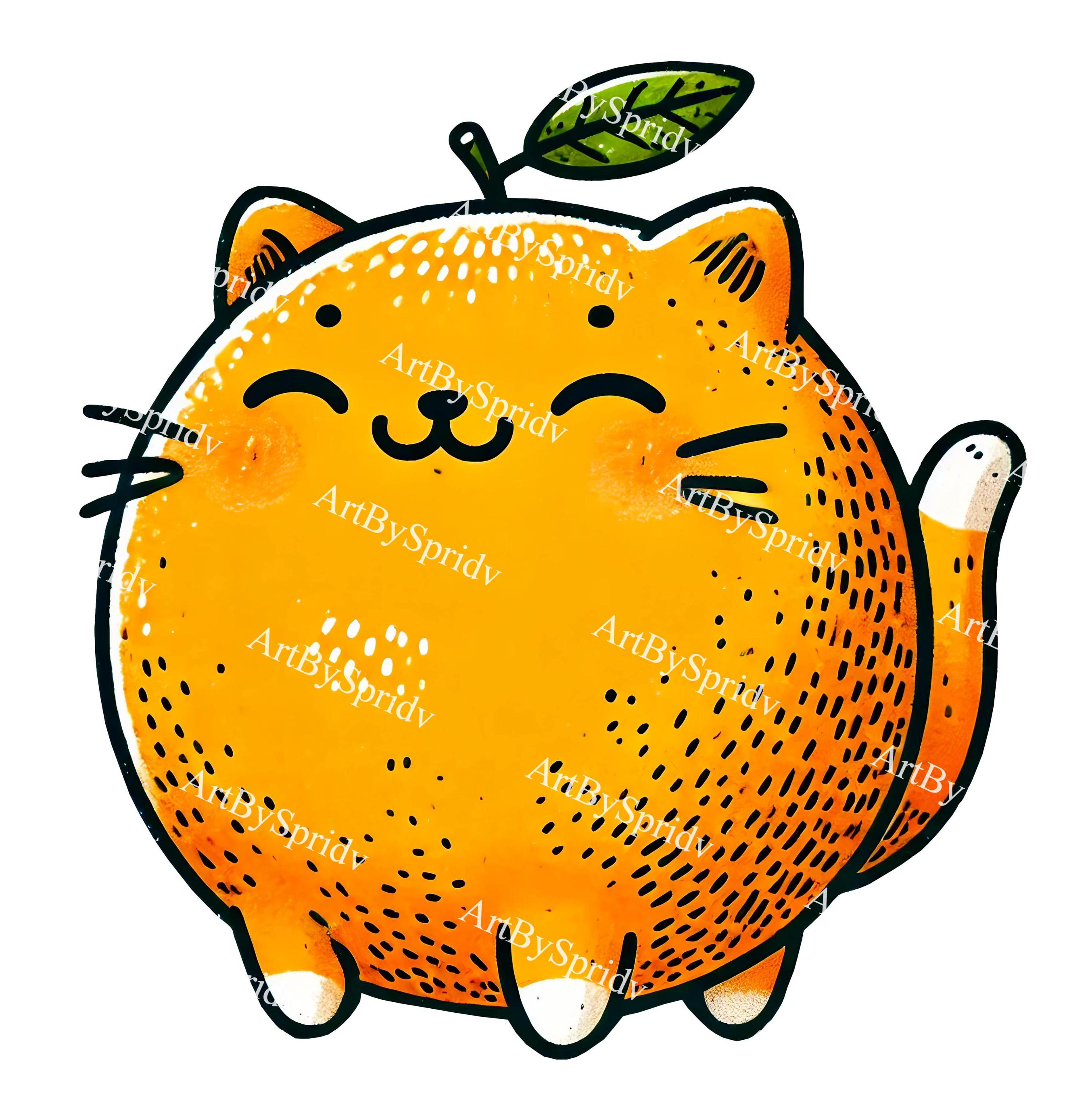 かわいいオレンジ色の猫 PNG、かわいい柑橘系の猫のイラスト、猫の