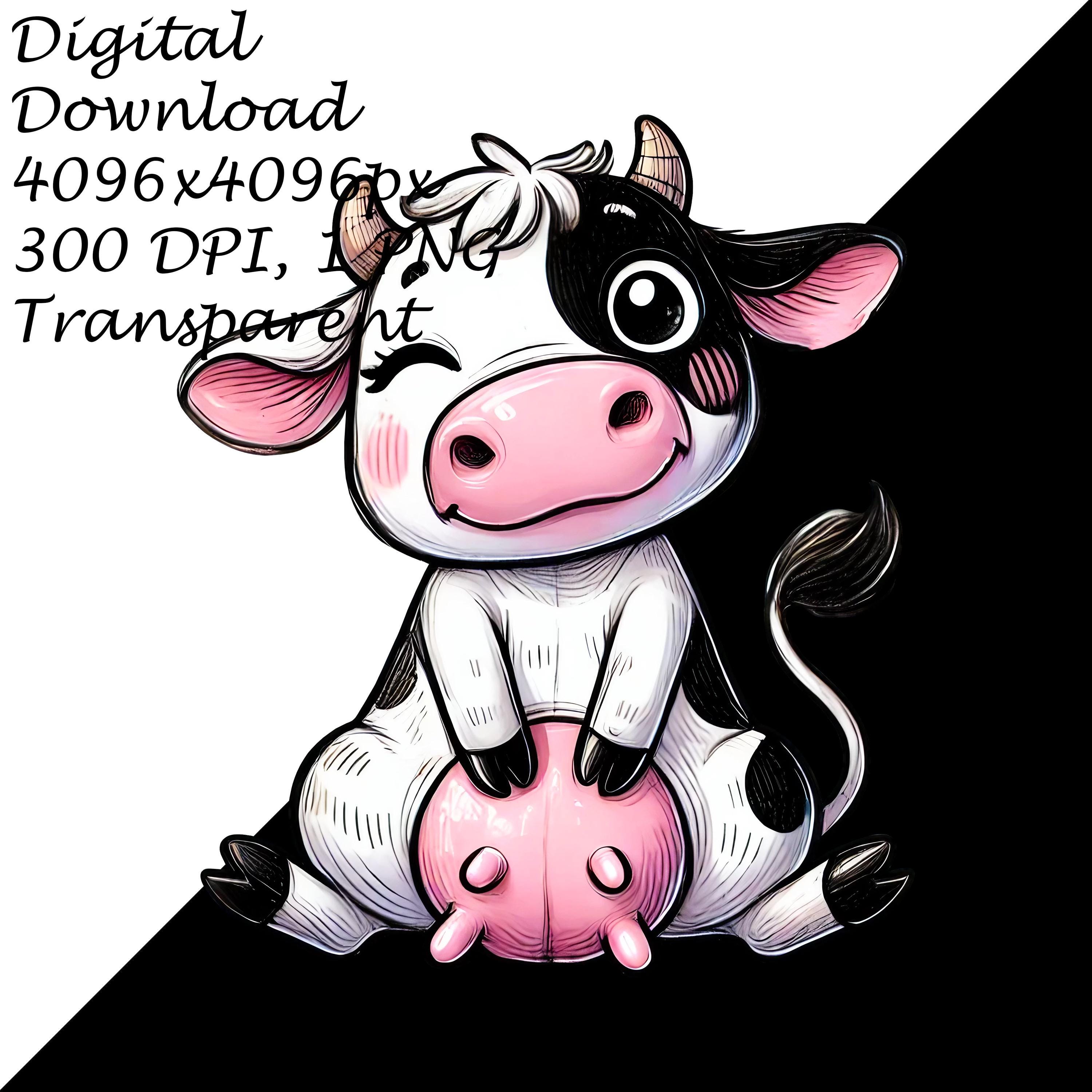 Cute Baby Cow PNG Clipart, Kawaii Farm Animal With Pink Udder ...