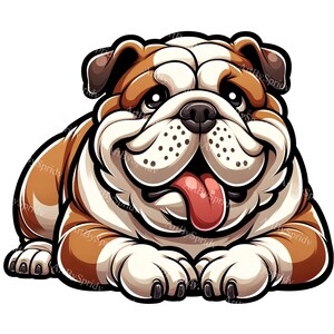 Adorable Bulldog Clipart - Cute Canine PNG, Perfect for DTG T-Shirt Sublimation, Printable Transparent Dog Illustration for Crafts & Apparel