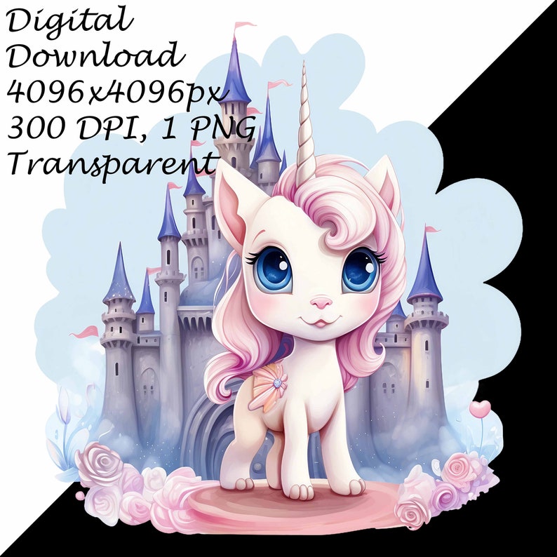 Unicorn Clipart 4 PACK | Magical Castle Floral | Digital Download ...